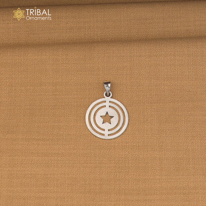 925 sterling silver round shape star design pendant with chain stylish unisex jewelry nsp1153