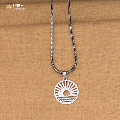 925 sterling silver sun set style pendant with chain stylish unisex jewelry nsp1154