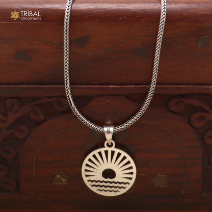 925 sterling silver sun set style pendant with chain stylish unisex jewelry nsp1154