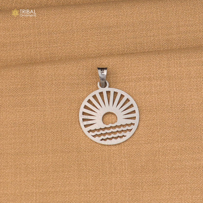 925 sterling silver sun set style pendant with chain stylish unisex jewelry nsp1154