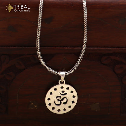 925 sterling silver Om design pendant with chain stylish unisex jewelry nsp1155
