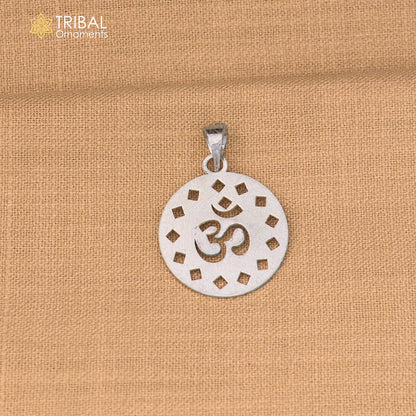 925 sterling silver Om design pendant with chain stylish unisex jewelry nsp1155