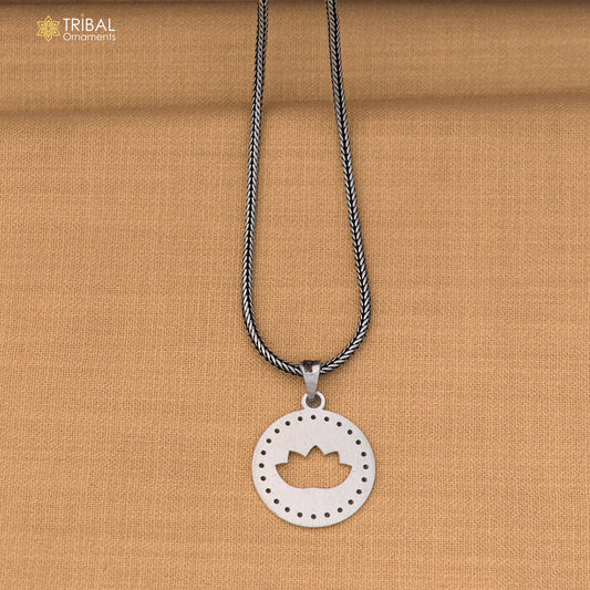 925 sterling silver round shape stylish pendant with chain stylish unisex jewelry nsp1156