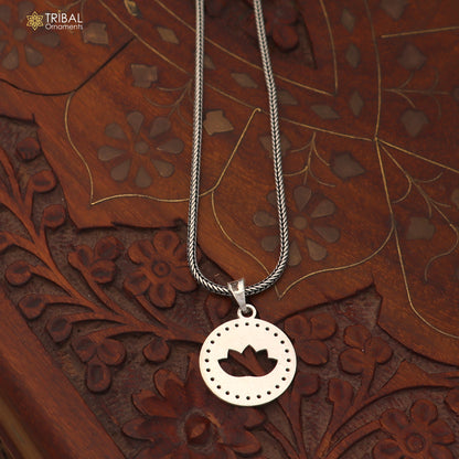 925 sterling silver round shape stylish pendant with chain stylish unisex jewelry nsp1156