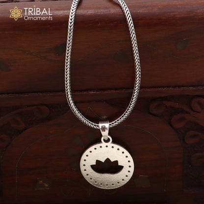925 sterling silver round shape stylish pendant with chain stylish unisex jewelry nsp1156