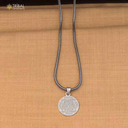 925 sterling silver Maha Mrityunjaya Yantra pendant with chain stylish unisex jewelry nsp1157