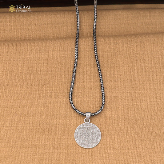 925 sterling silver Maha Mrityunjaya Yantra pendant with chain stylish unisex jewelry nsp1157