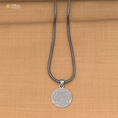 925 sterling silver Maha Mrityunjaya Yantra pendant with chain stylish unisex jewelry nsp1157