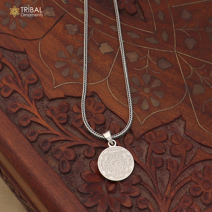 925 sterling silver Maha Mrityunjaya Yantra pendant with chain stylish unisex jewelry nsp1157