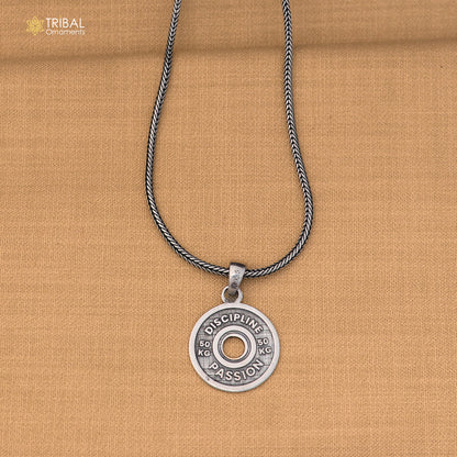 925 sterling silver round shape pendant with chain stylish unisex jewelry nsp1158