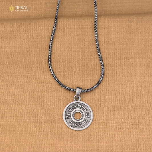 925 sterling silver round shape pendant with chain stylish unisex jewelry nsp1158