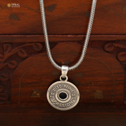 925 sterling silver round shape pendant with chain stylish unisex jewelry nsp1158