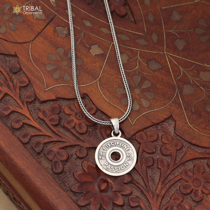 925 sterling silver round shape pendant with chain stylish unisex jewelry nsp1158