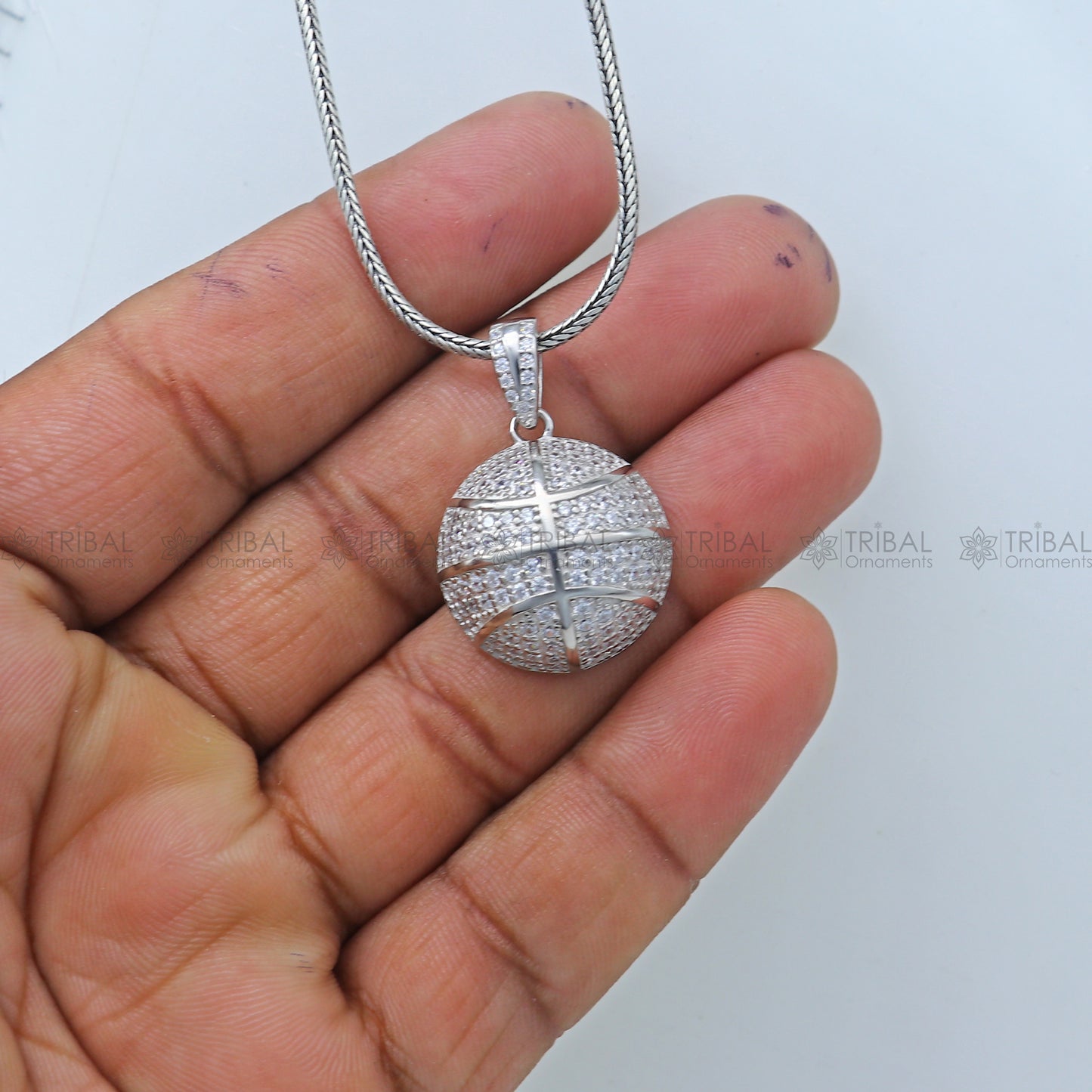 925 Sterling silver basket ball ( sports ) pendant nsp957