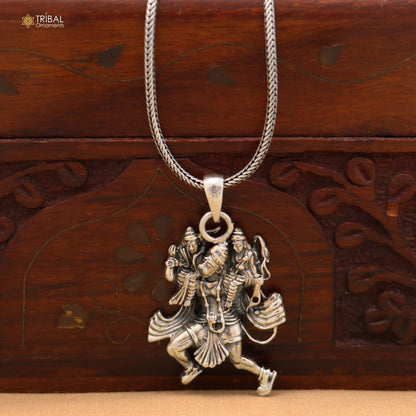 925 sterling silver Lord Hanuman ji pendant with chain stylish unisex jewelry nsp1164