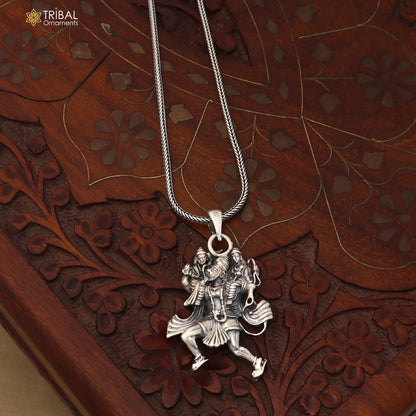 925 sterling silver Lord Hanuman ji pendant with chain stylish unisex jewelry nsp1164