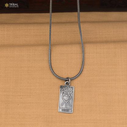 925 sterling silver Heart Tarot Charm, Zinc Alloy pendant with chain stylish unisex jewelry nsp1162