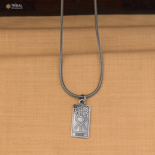 925 sterling silver Heart Tarot Charm, Zinc Alloy pendant with chain stylish unisex jewelry nsp1162