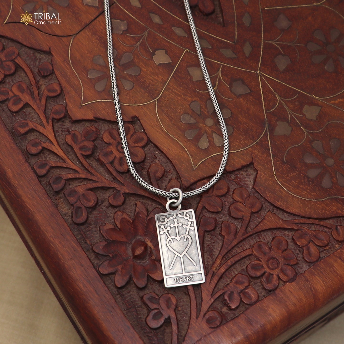 925 sterling silver Heart Tarot Charm, Zinc Alloy pendant with chain stylish unisex jewelry nsp1162
