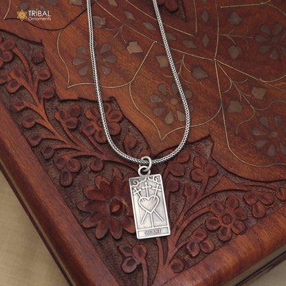 925 sterling silver Heart Tarot Charm, Zinc Alloy pendant with chain stylish unisex jewelry nsp1162