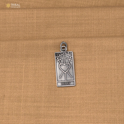925 sterling silver Heart Tarot Charm, Zinc Alloy pendant with chain stylish unisex jewelry nsp1162