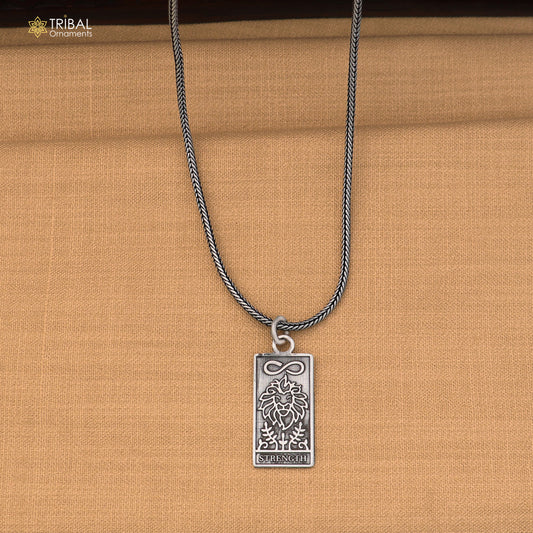 925 sterling silver strength Tarot Charm pendant with chain stylish unisex jewelry nsp1163
