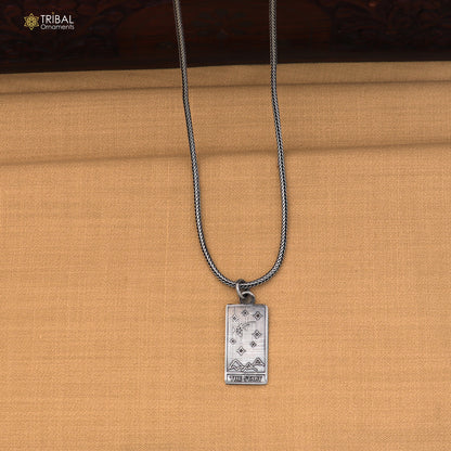 925 sterling silver The Star Tarot Card Charm pendant with chain stylish unisex jewelry nsp1165