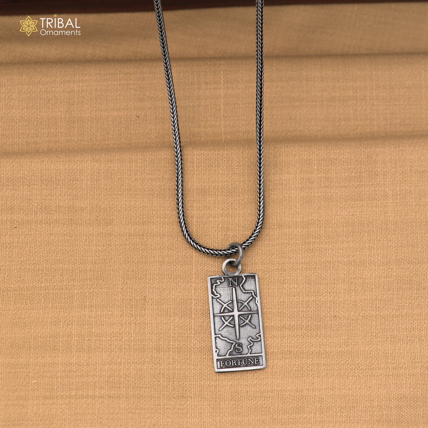 925 sterling silver Wheel of Fortune Tarot Card pendant with chain unisex jewelry nsp1167