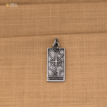 925 sterling silver Wheel of Fortune Tarot Card pendant with chain unisex jewelry nsp1167