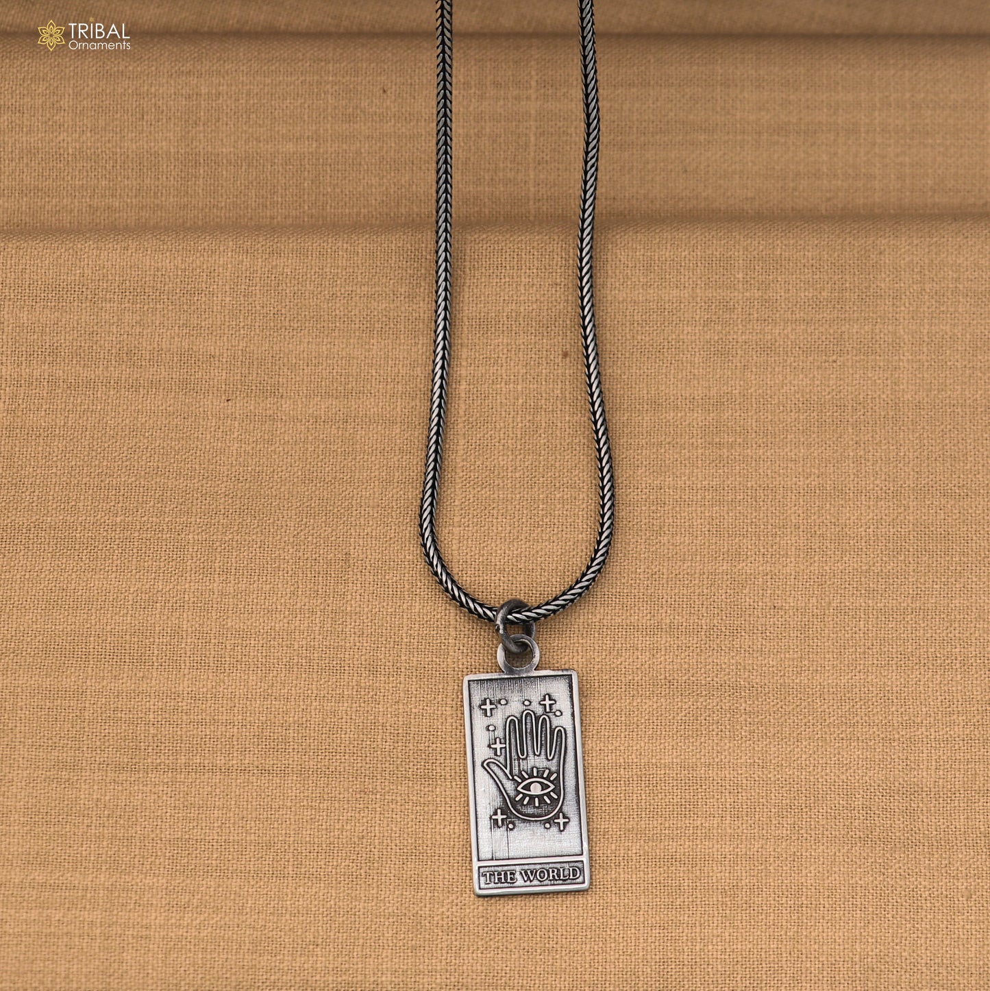 925 sterling silver Hand design Tarot Card pendant with chain stylish unisex jewelry nsp1169