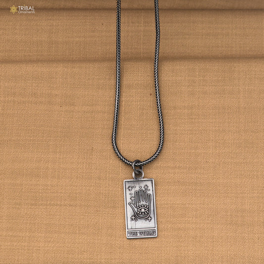 925 sterling silver Hand design Tarot Card pendant with chain stylish unisex jewelry nsp1169