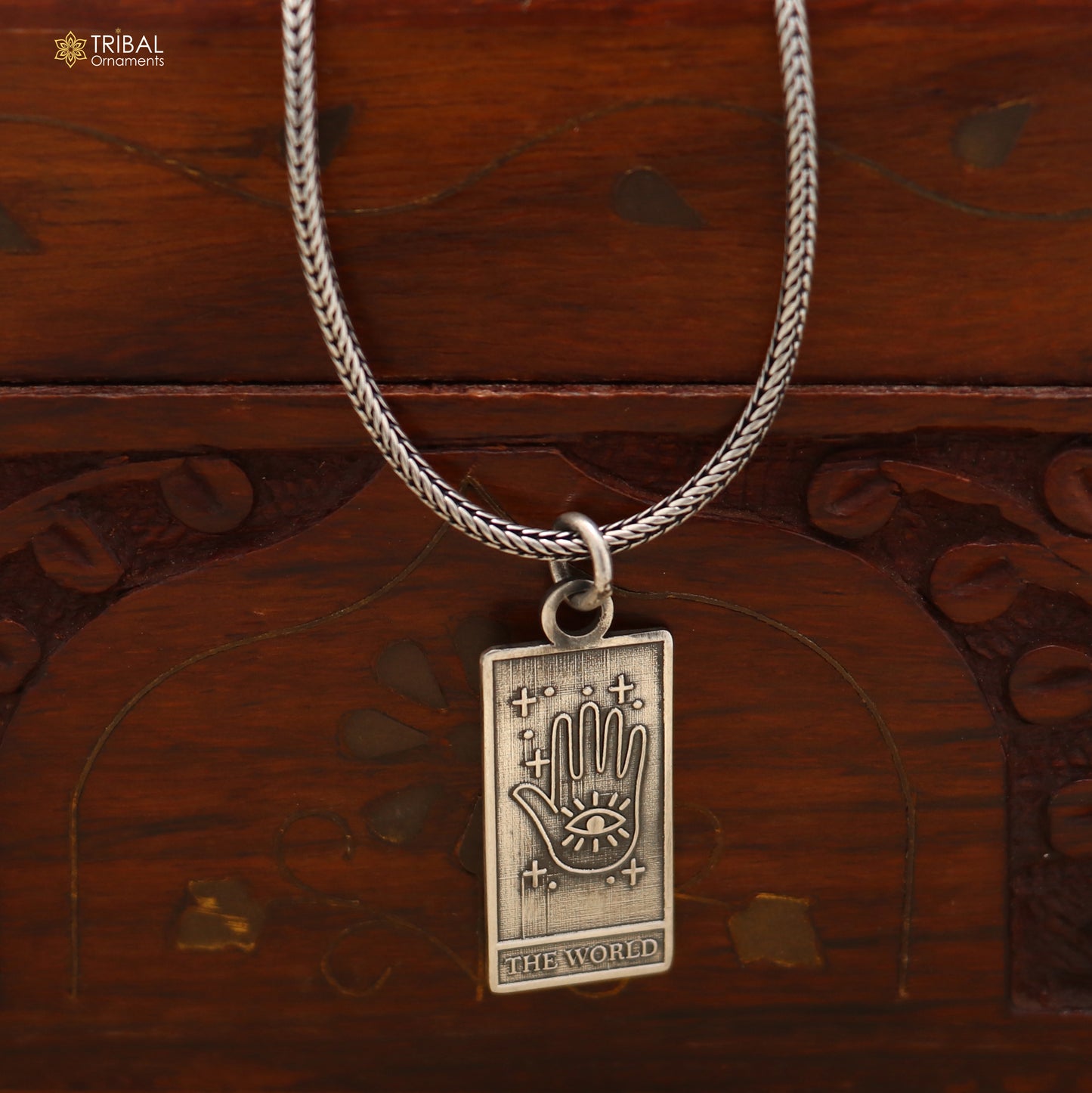 925 sterling silver Hand design Tarot Card pendant with chain stylish unisex jewelry nsp1169