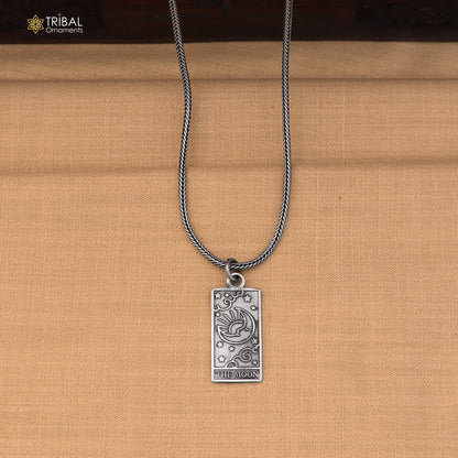 925 sterling silver The Moon Tarot Card pendant with chain stylish unisex jewelry nsp1170