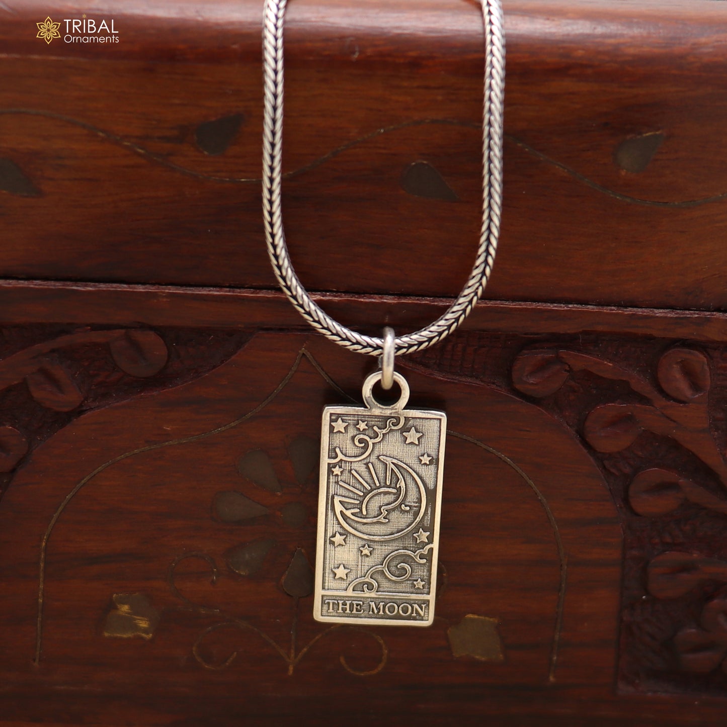 925 sterling silver The Moon Tarot Card pendant with chain stylish unisex jewelry nsp1170