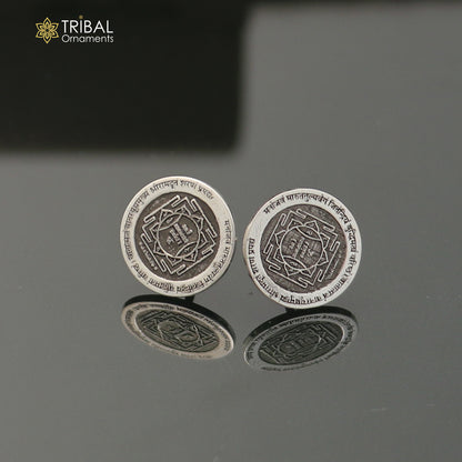 925 sterling silver Hanuman yantra stud earring best unisex jewelry er301