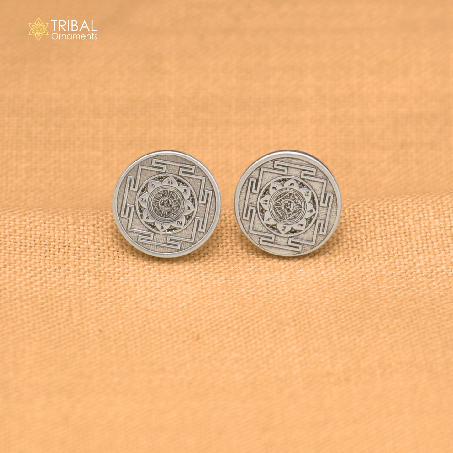 925 sterling silver Ram raksha yantra stud earring best unisex jewelry er303