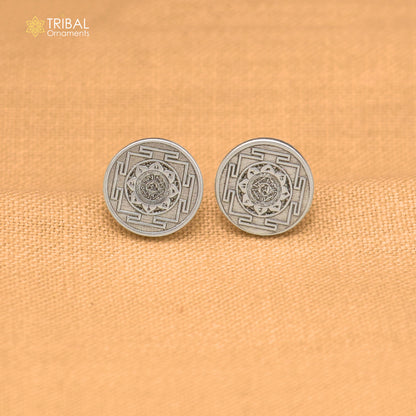 925 sterling silver Ram raksha yantra stud earring best unisex jewelry er303