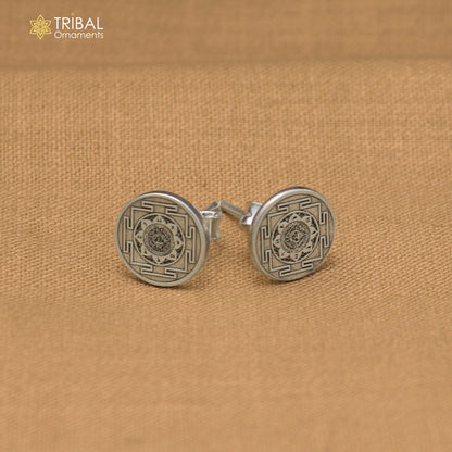 925 sterling silver Ram raksha yantra stud earring best unisex jewelry er303