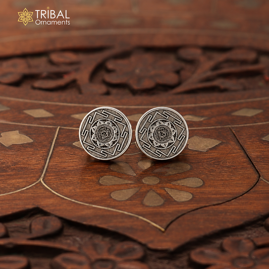 925 sterling silver Ram raksha yantra stud earring best unisex jewelry er303