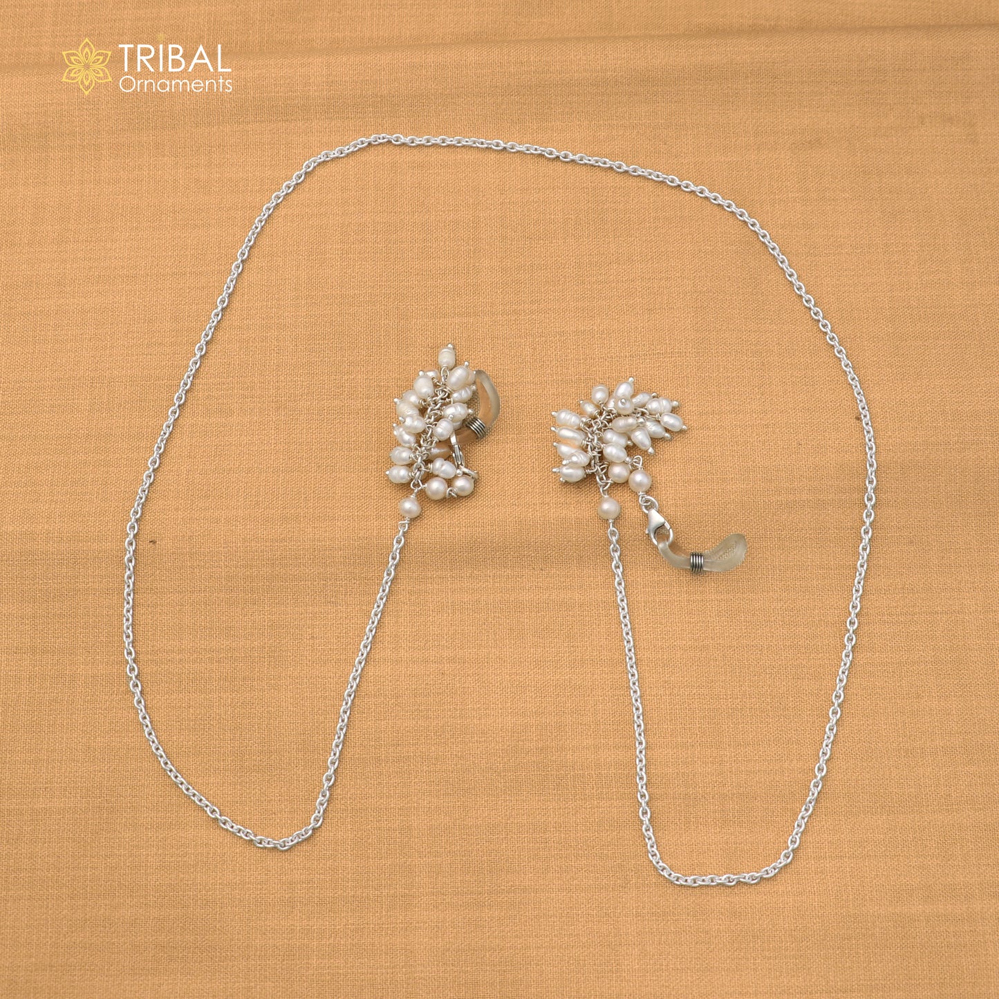 925 Sterling silver pearl beads with cuban link chain Women Stylish Sunglass Eyeglass Cord mask chain ch655