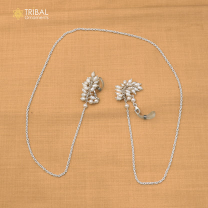 925 Sterling silver pearl beads with cuban link chain Women Stylish Sunglass Eyeglass Cord mask chain ch655