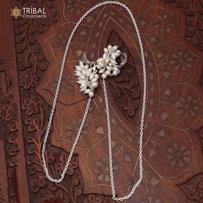 925 Sterling silver pearl beads with cuban link chain Women Stylish Sunglass Eyeglass Cord mask chain ch655