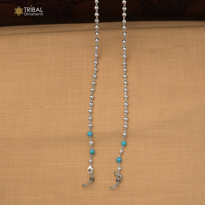 925 Sterling silver beaded chain Women Stylish Sunglass Eyeglass Cord mask chain ch657