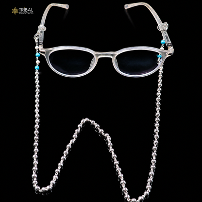 925 Sterling silver beaded chain Women Stylish Sunglass Eyeglass Cord mask chain ch657