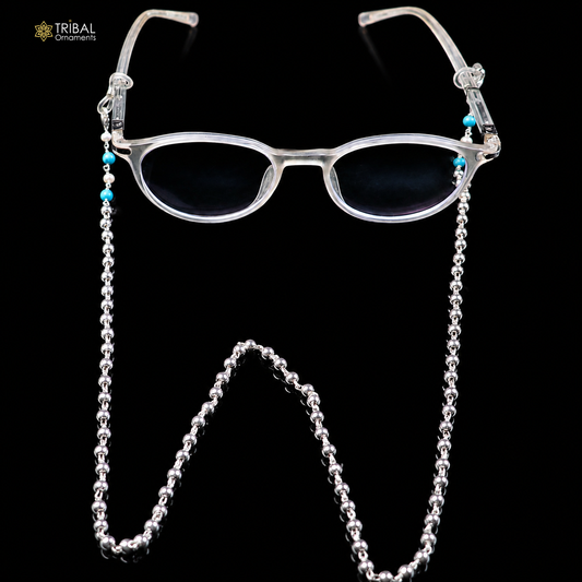 925 Sterling silver beaded chain Women Stylish Sunglass Eyeglass Cord mask chain ch657