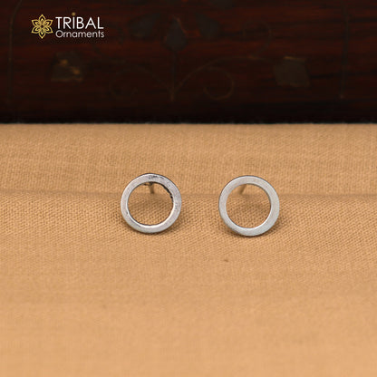 925 sterling silver Round circle stud earring best unisex jewelry er295