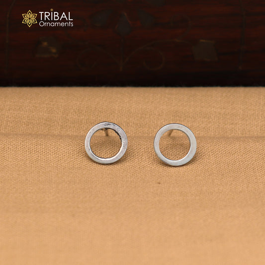 925 sterling silver Round circle stud earring best unisex jewelry er295