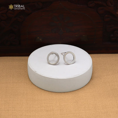925 sterling silver Round circle stud earring best unisex jewelry er295