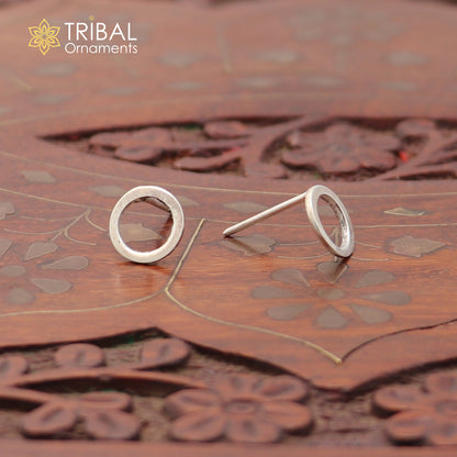 925 sterling silver Round circle stud earring best unisex jewelry er295