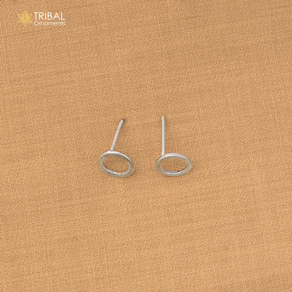 925 sterling silver Round circle stud earring best unisex jewelry er295